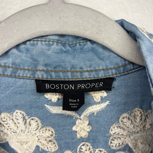 Boston Proper Embroidered Denim Tunic Shirt Dress – Size S - Picture 2 of 8